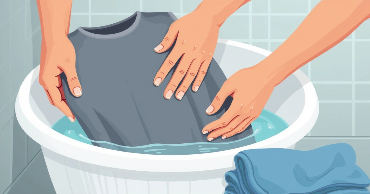 Pessoa lavando regata masculina à mão, com cuidado