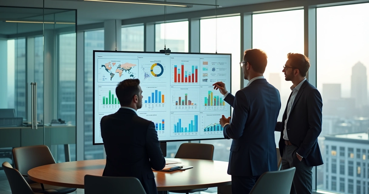 Senior partners planning with charts in a conference room