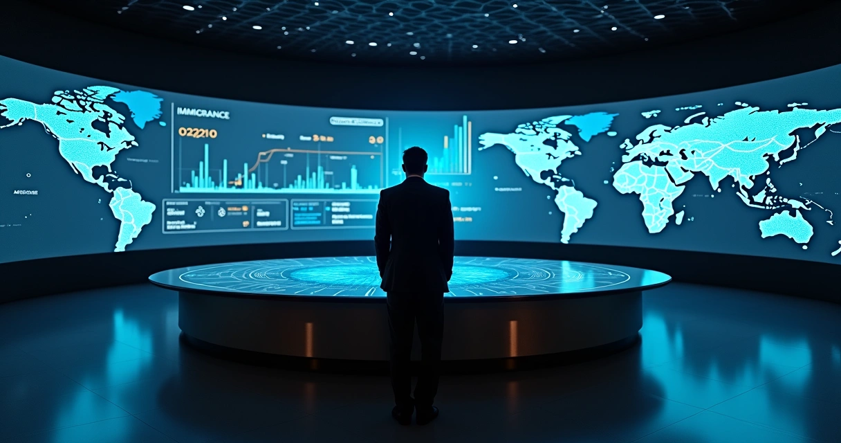 Law firm leader in digital control room overseeing scalable legal workflows
