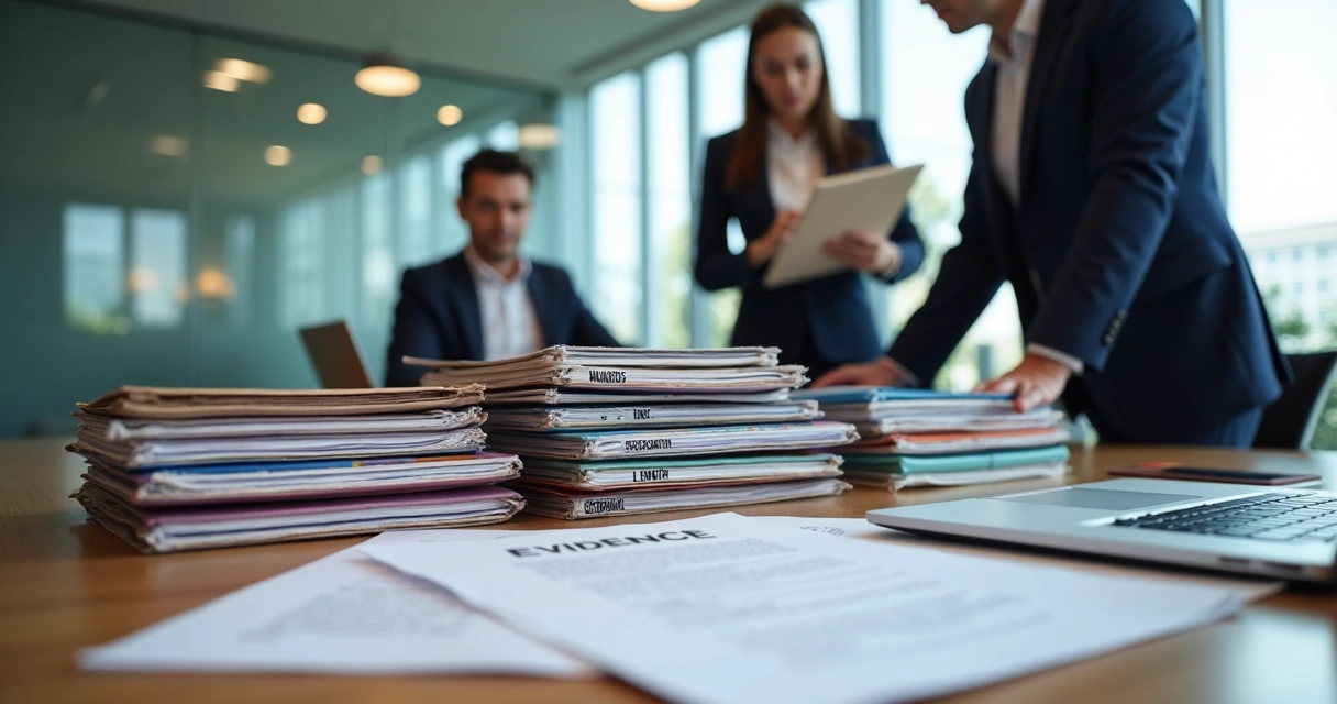 Legal team organizing EB1 evidence folders