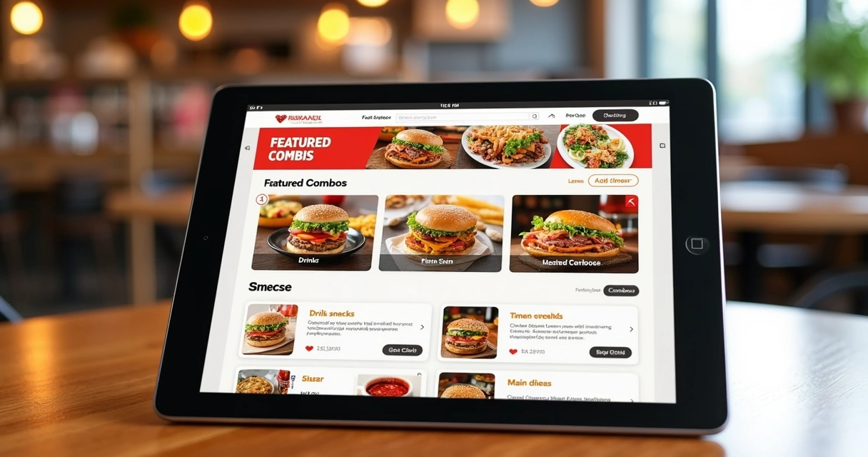 Exemplo de layout de cardápio digital com combos destacados 
