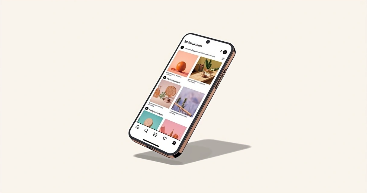 Feed do Instagram organizado com padrão visual e cores harmoniosas. 