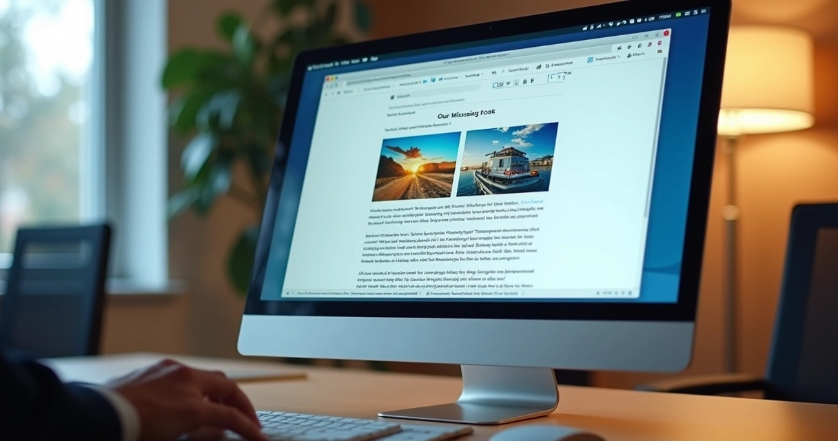 Tela de computador exibindo layout de e-mail equilibrado 
