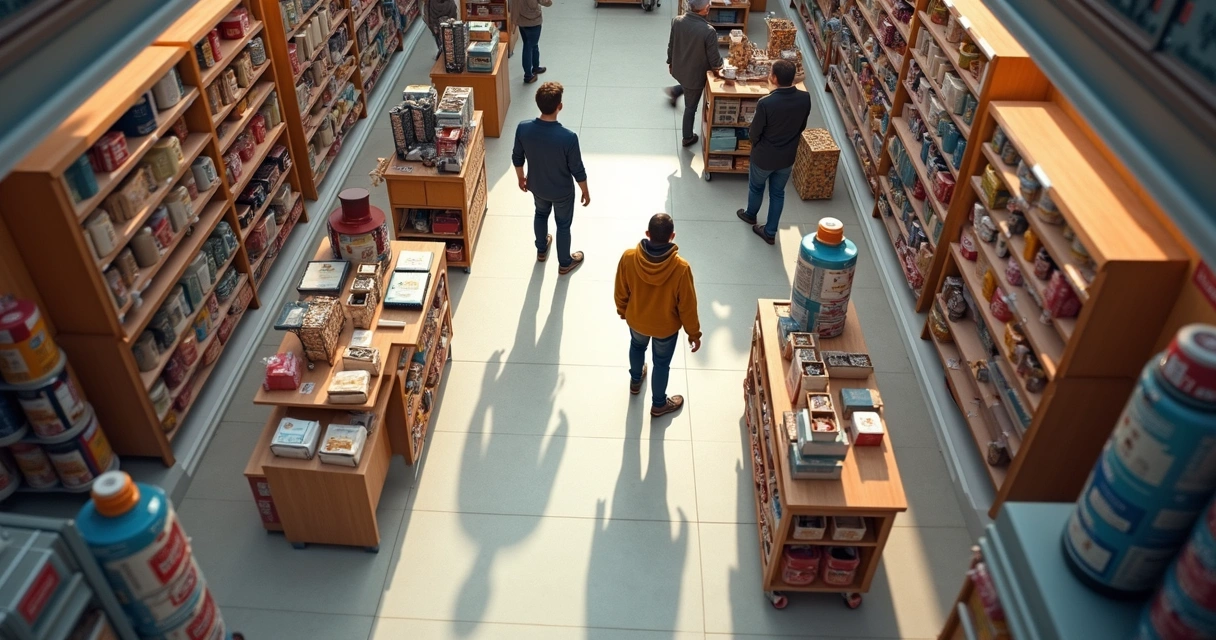 Corredores de loja mal organizados, dificultando a circulação 