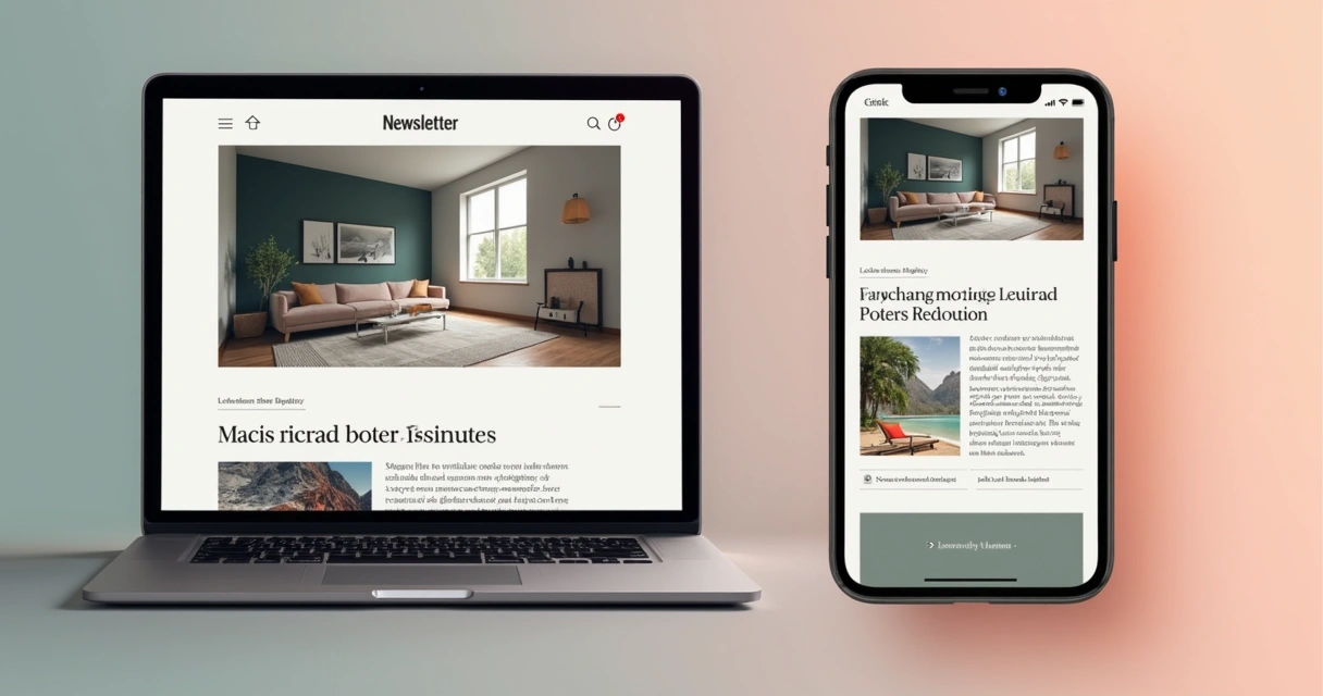 Telas mostrando layout de newsletter desktop e mobile 