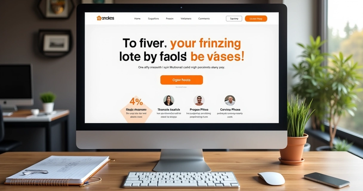 Layout de página de vendas com elementos de design moderno