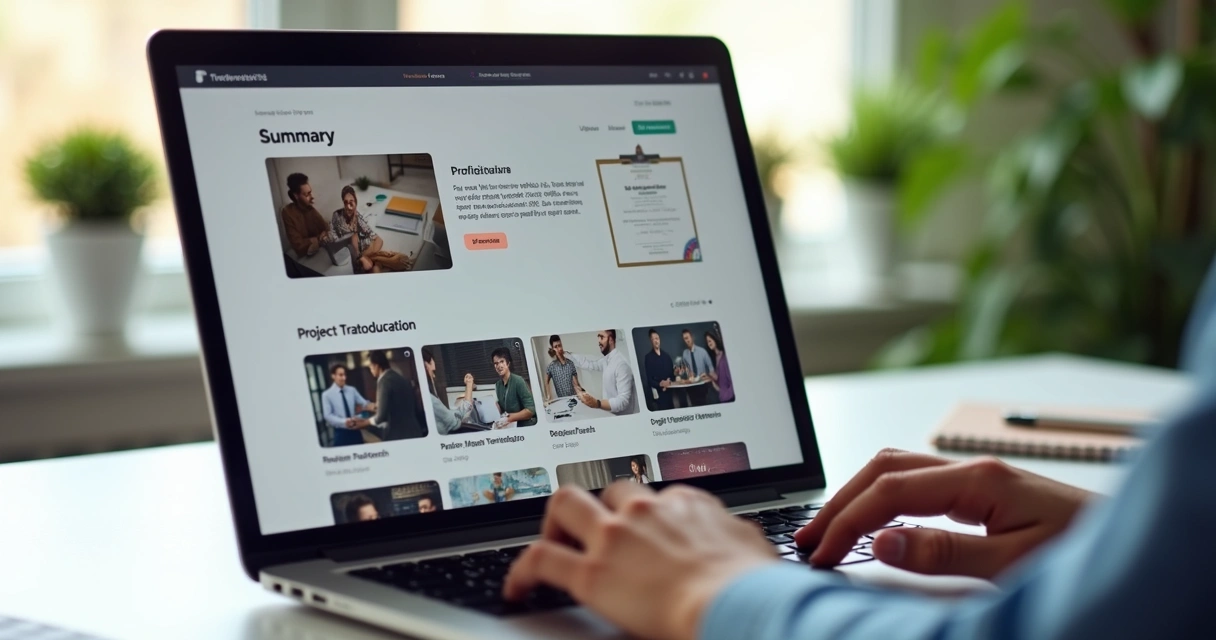 Layout moderno de portfólio na tela do notebook 