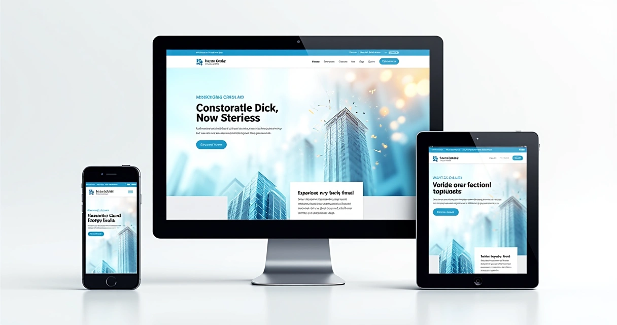 Exemplo de site responsivo exibido em computador, tablet e smartphone 