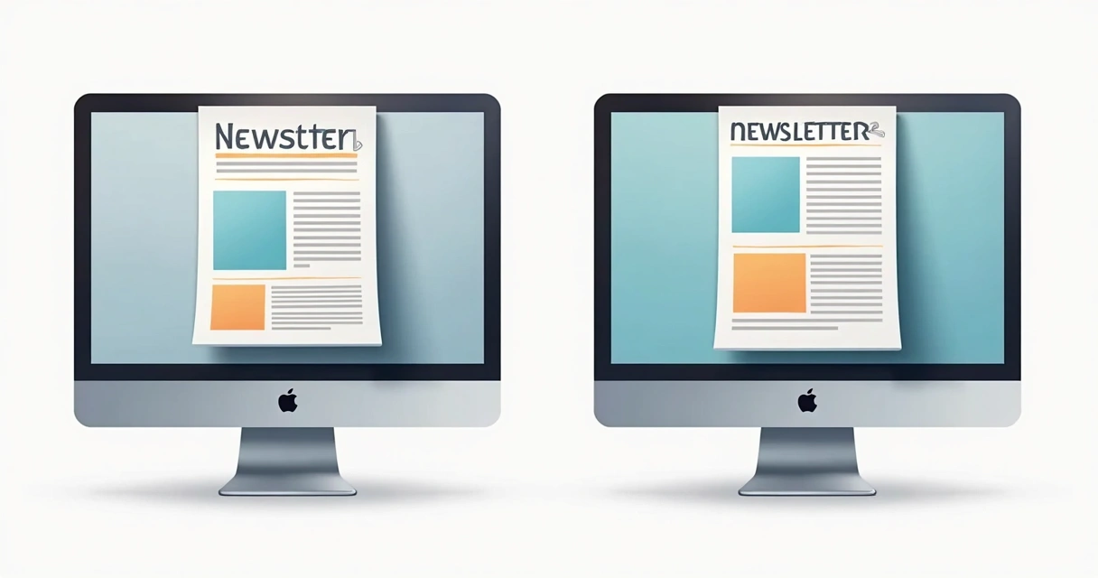 Exemplo de newsletter em celular e computador lado a lado. 