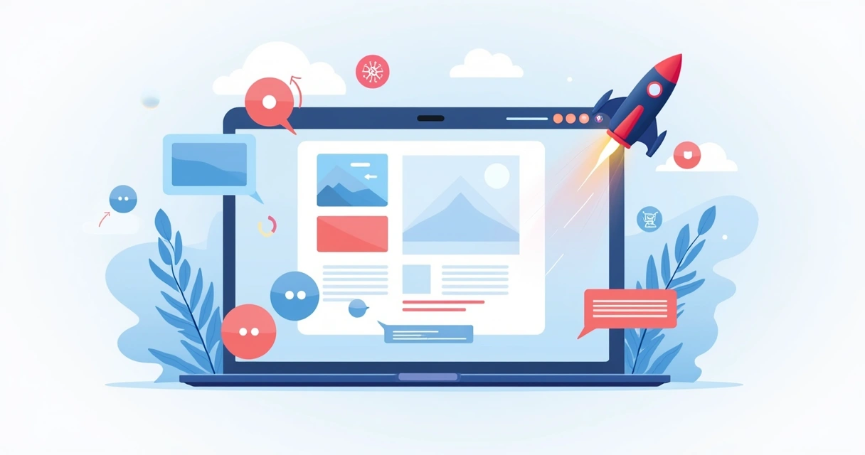 Layout de site criado por IA com elementos visuais destacados