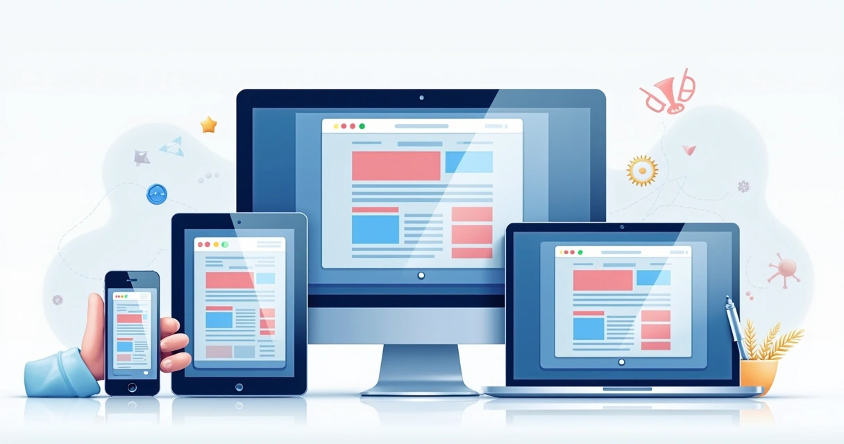 Demonstração visual de site responsivo em múltiplos dispositivos