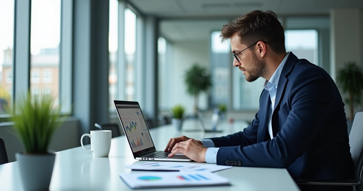 Profissional analisando métricas em dashboard de vendas B2B