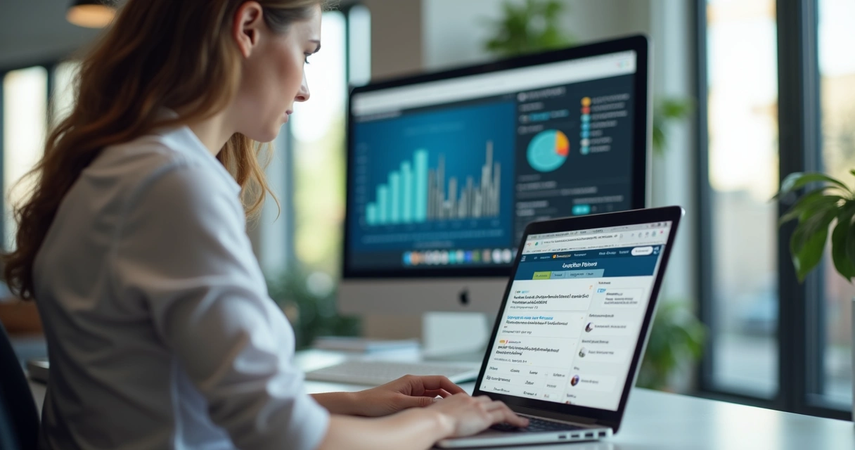 Corretor de imóveis atendendo lead com tela de automação aberta