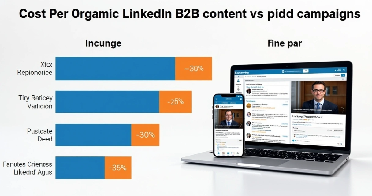Gráfico mostra comparação de custo por lead entre orgânico e pago no LinkedIn 