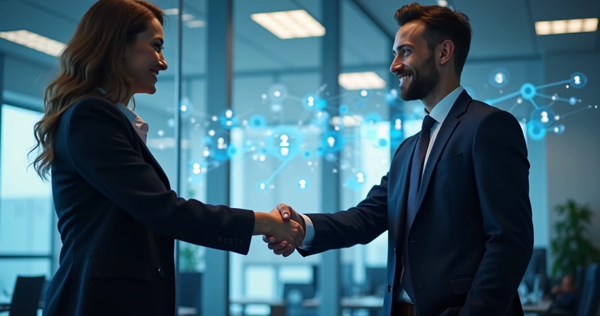 Duas pessoas cumprimentando-se após networking LinkedIn 