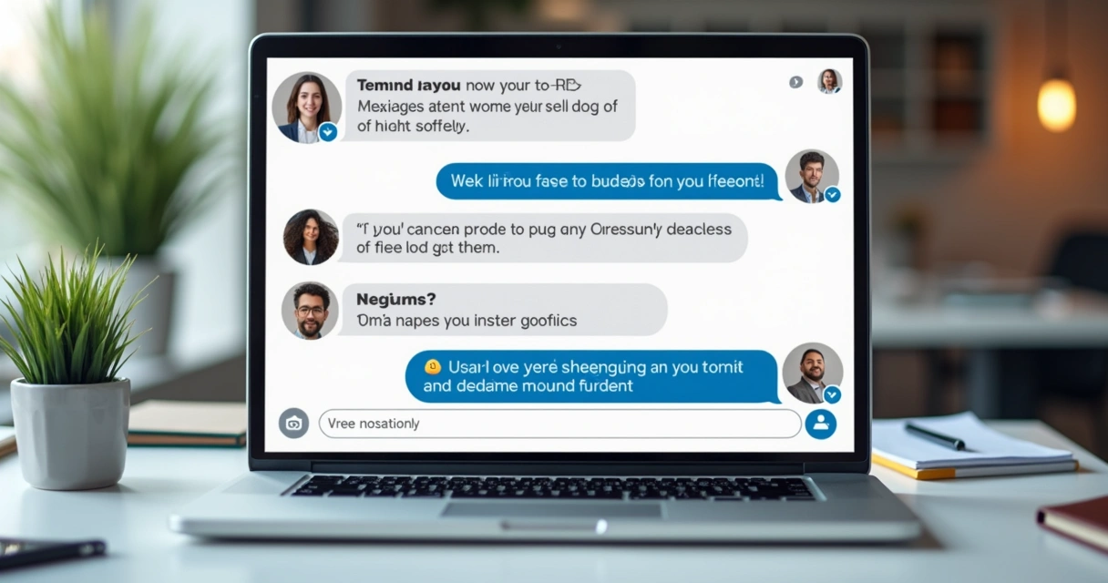 Conversa de vendas na DM do LinkedIn com interface moderna 