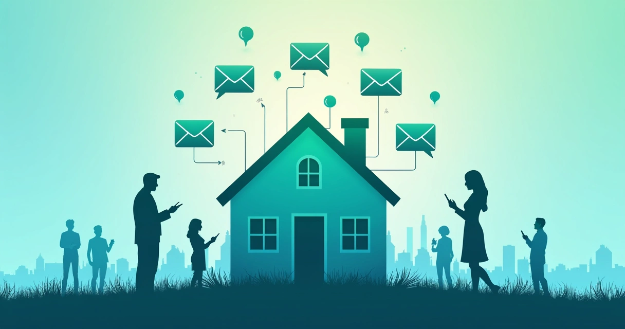 Ícones digitais representando leads recebidos por anúncios de imóveis online 