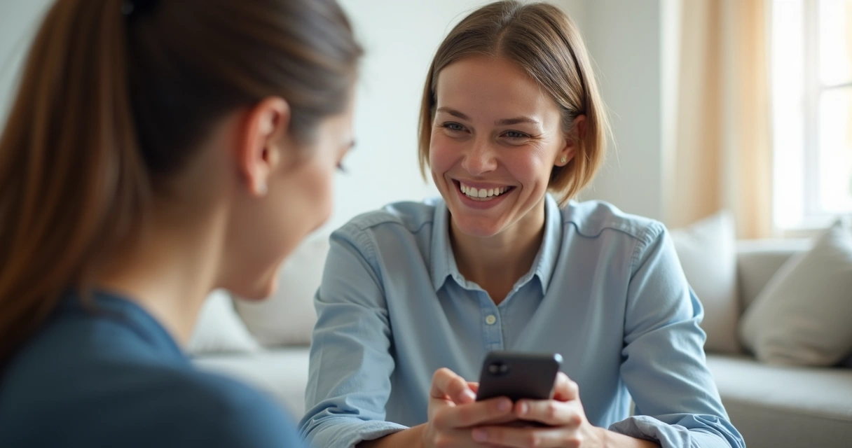 Cliente sorri ao responder mensagem de vendas 