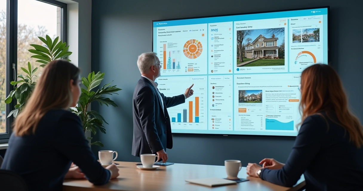 Telão com dados de leads imobiliários e automatização. 