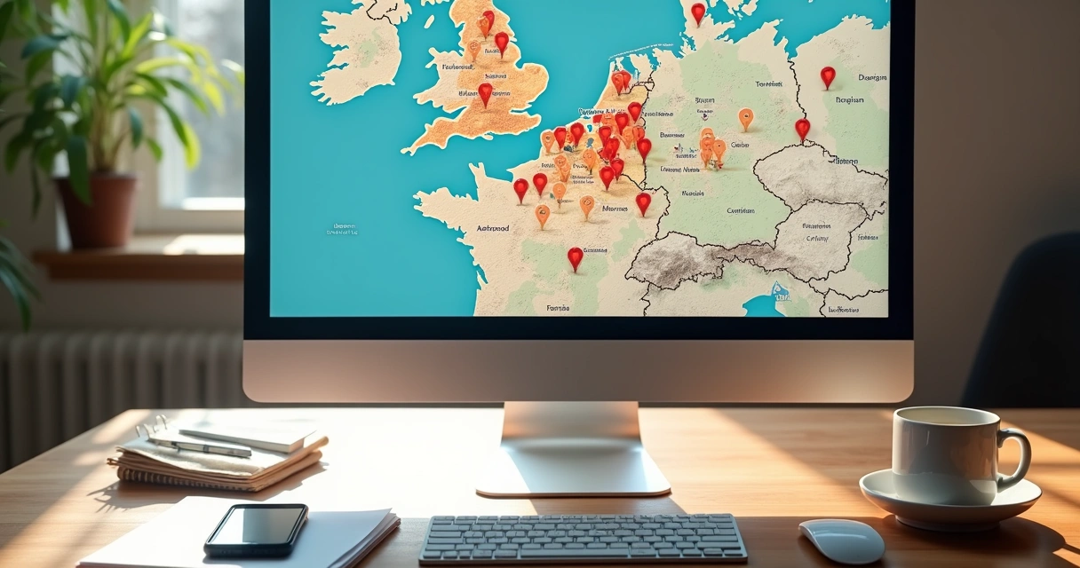 Tela de um CRM com mapa mostrando leads de clientes interessados em imóveis 