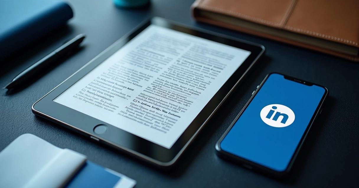 E-book digital e smartphone com guia para vendas no LinkedIn em destaque 