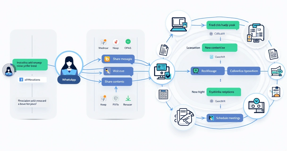 Fluxograma ilustrado de nutrição e interação de leads no WhatsApp com IA 