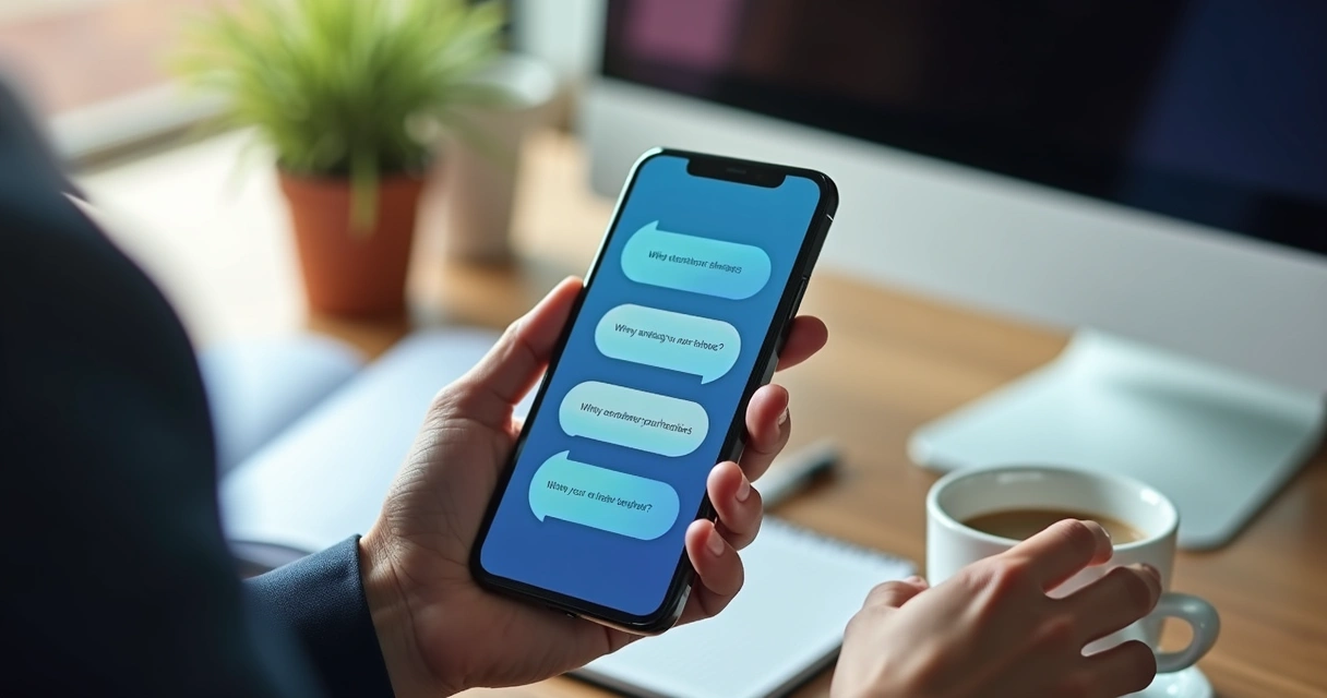 Chatbot fazendo perguntas estratégicas para lead em celular