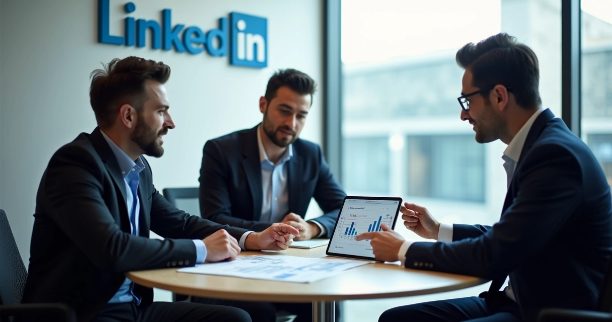 Profissionais discutindo geração de leads em rede social 