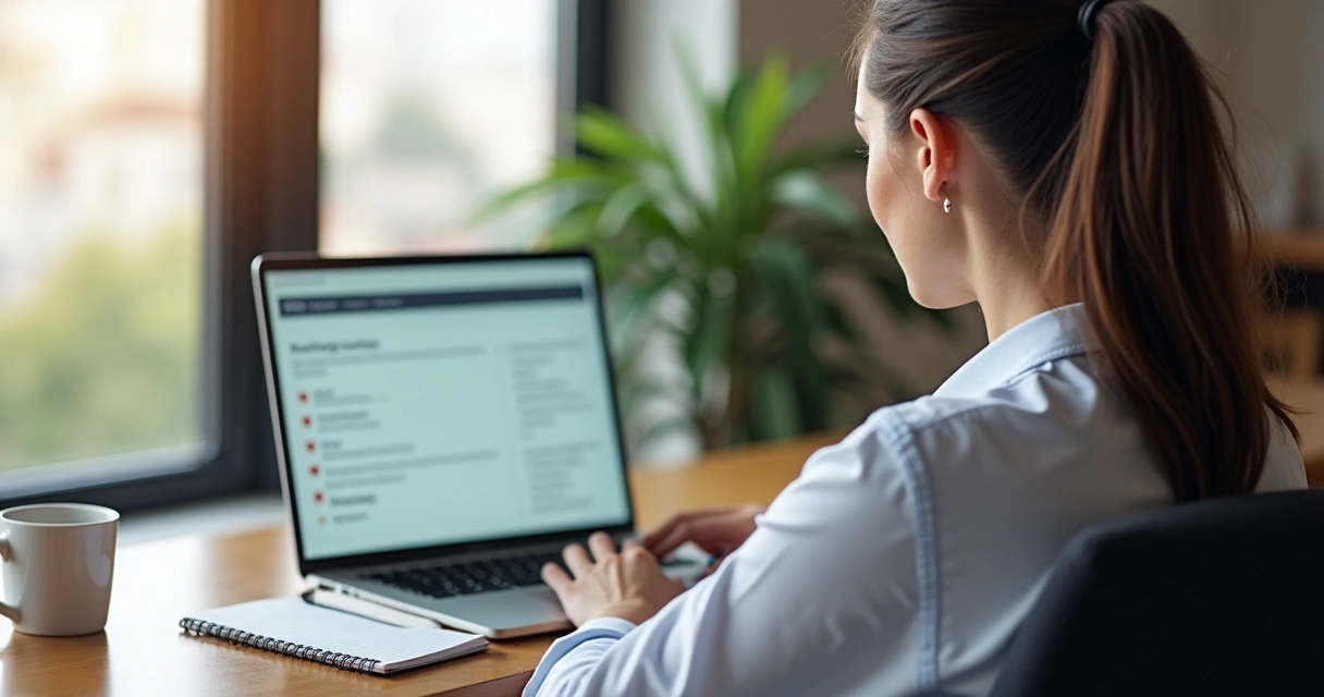 Lead respondendo questionário digital em notebook 