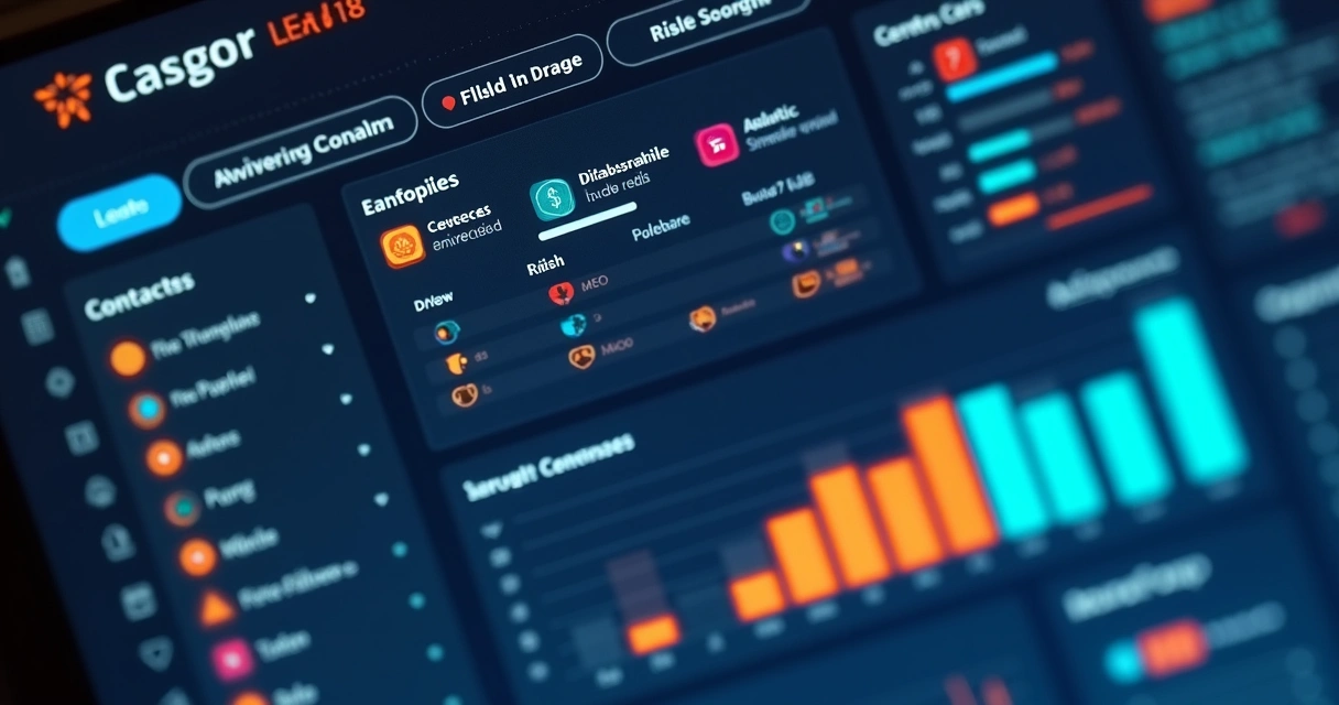 Tela mostrando um dashboard de lead scoring com ícones de IA 