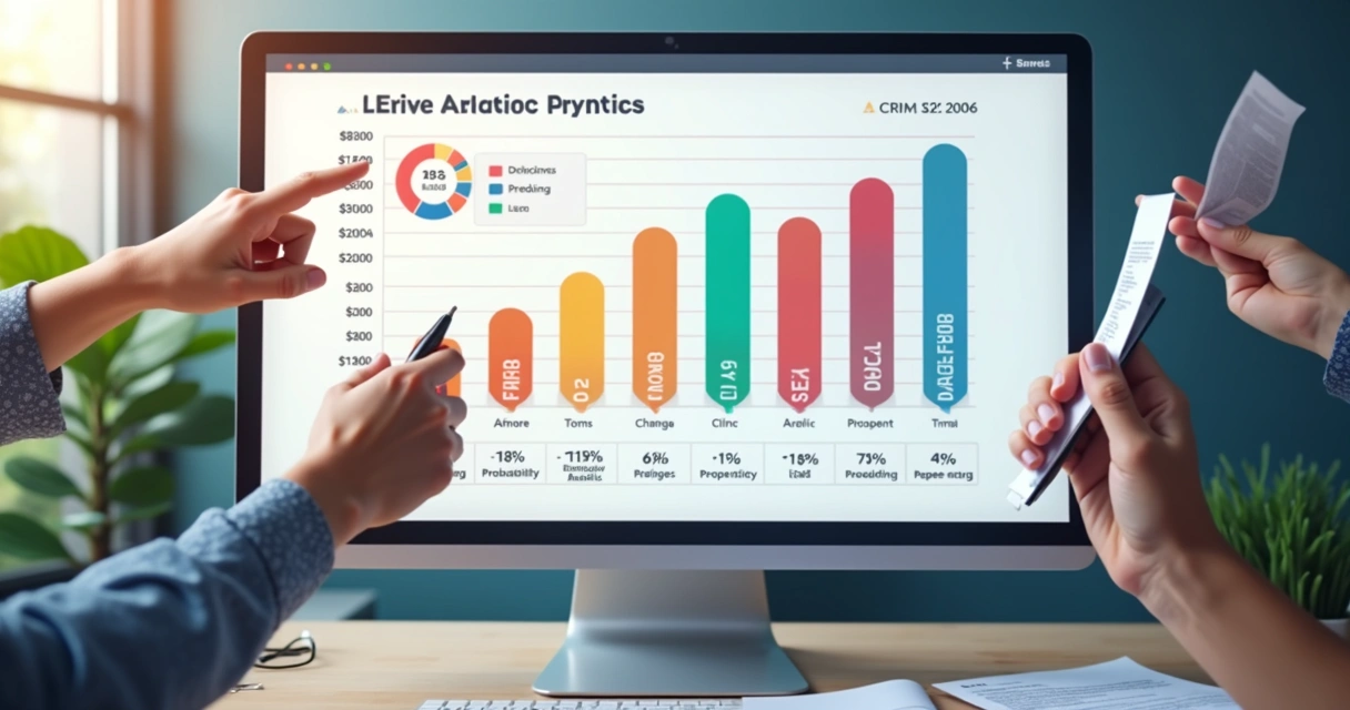Representação visual de lead scoring com análise preditiva em tela de computador.