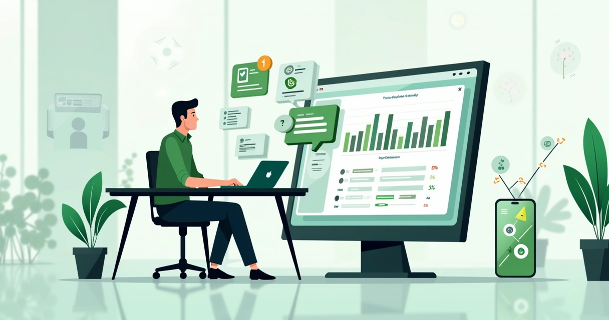 Dashboard de lead scoring conectado ao WhatsApp em estilo ilustração corporativa 