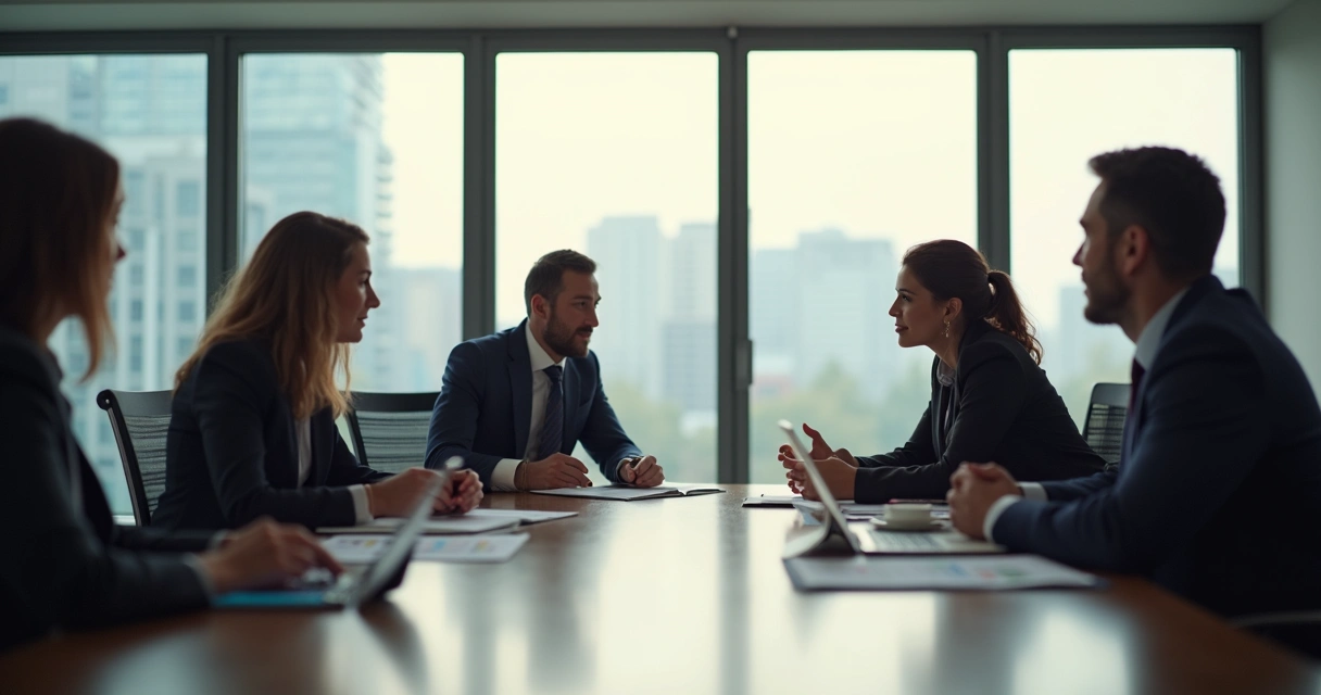 Team meeting with leader listening intently to colleague 