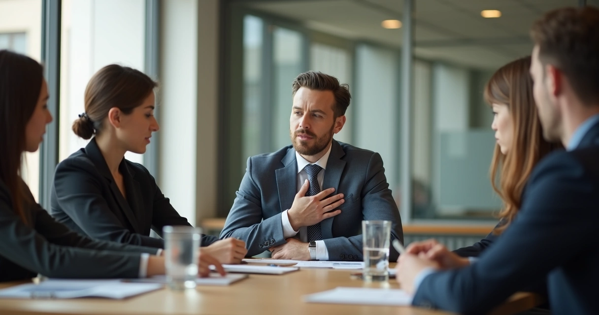 Leader pausing in a meeting and noticing body tension
