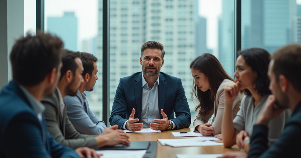 Leader remaining calm during a heated team meeting