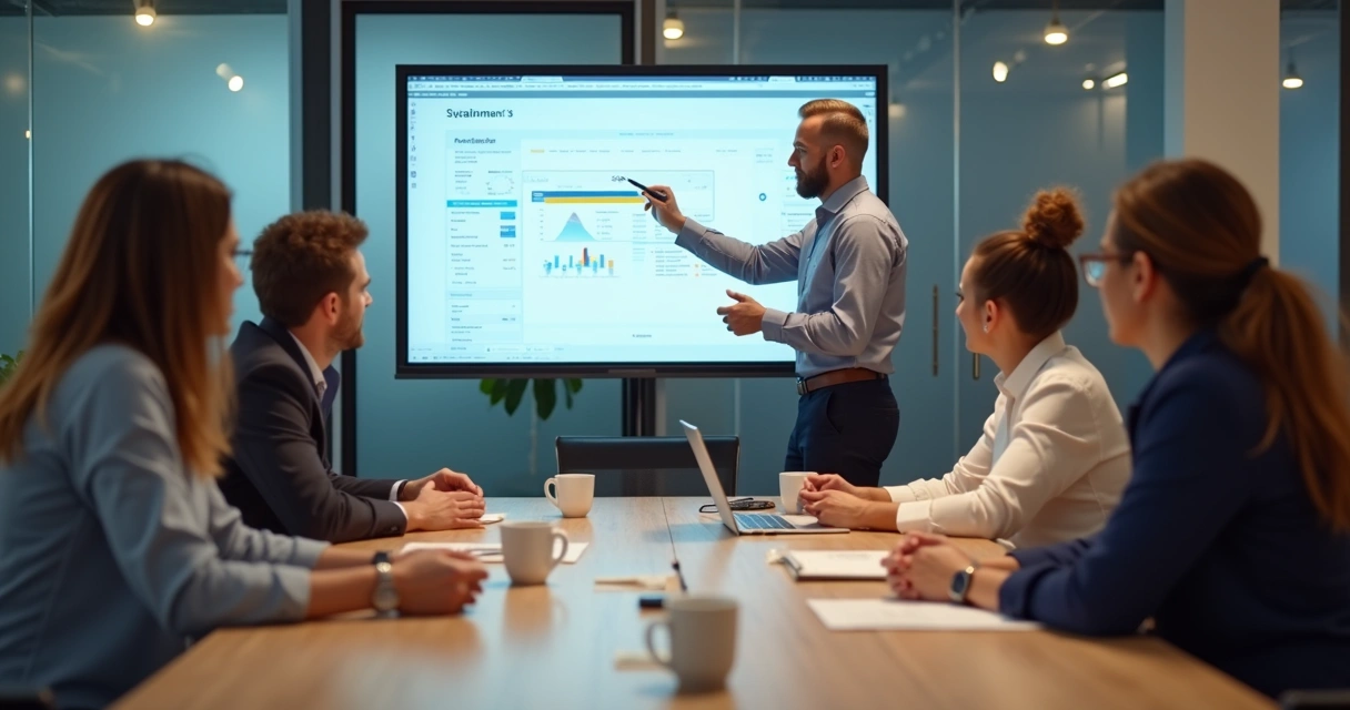 Leader discussing clear expectations with team around table 