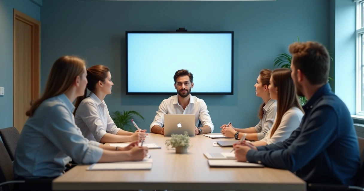 Leader showing consistent facial expression in a meeting 