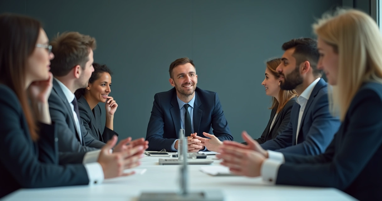 Business leader turning away during emotional conversation at a team meeting