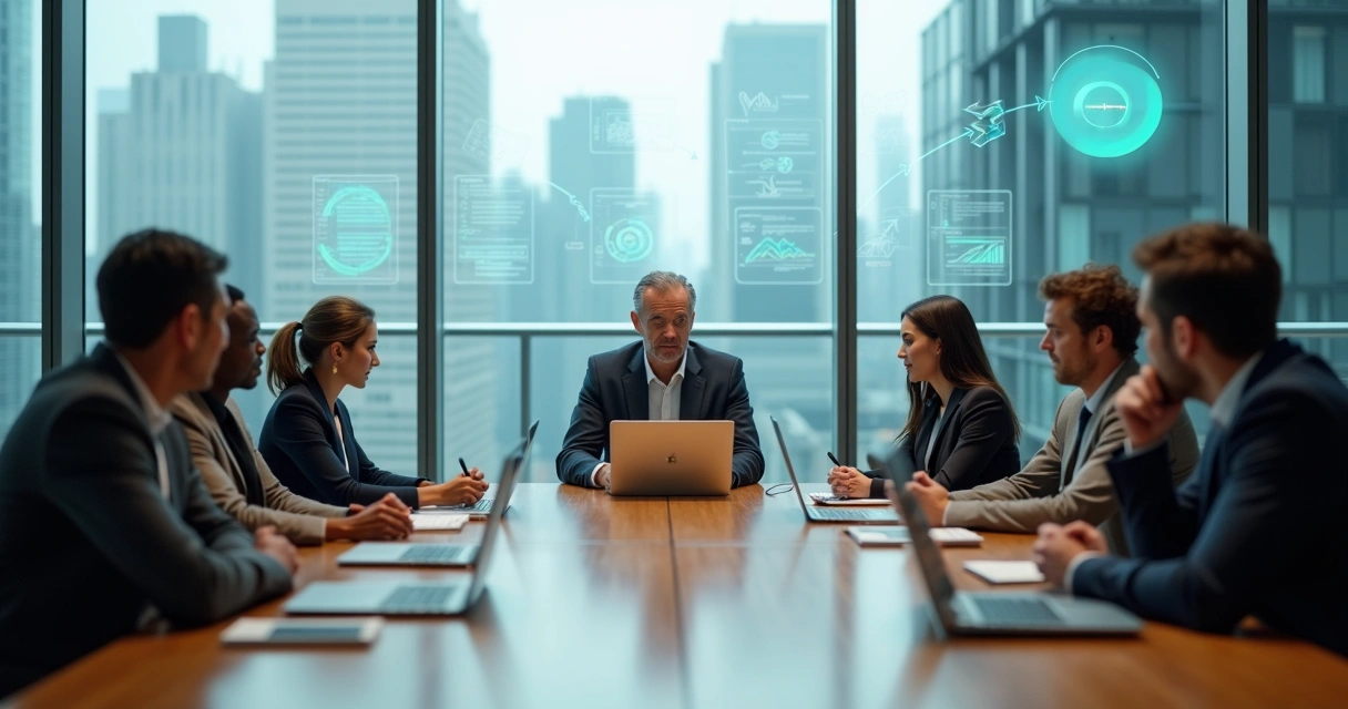 Leader in meeting observing emotional reactions forming a feedback loop 