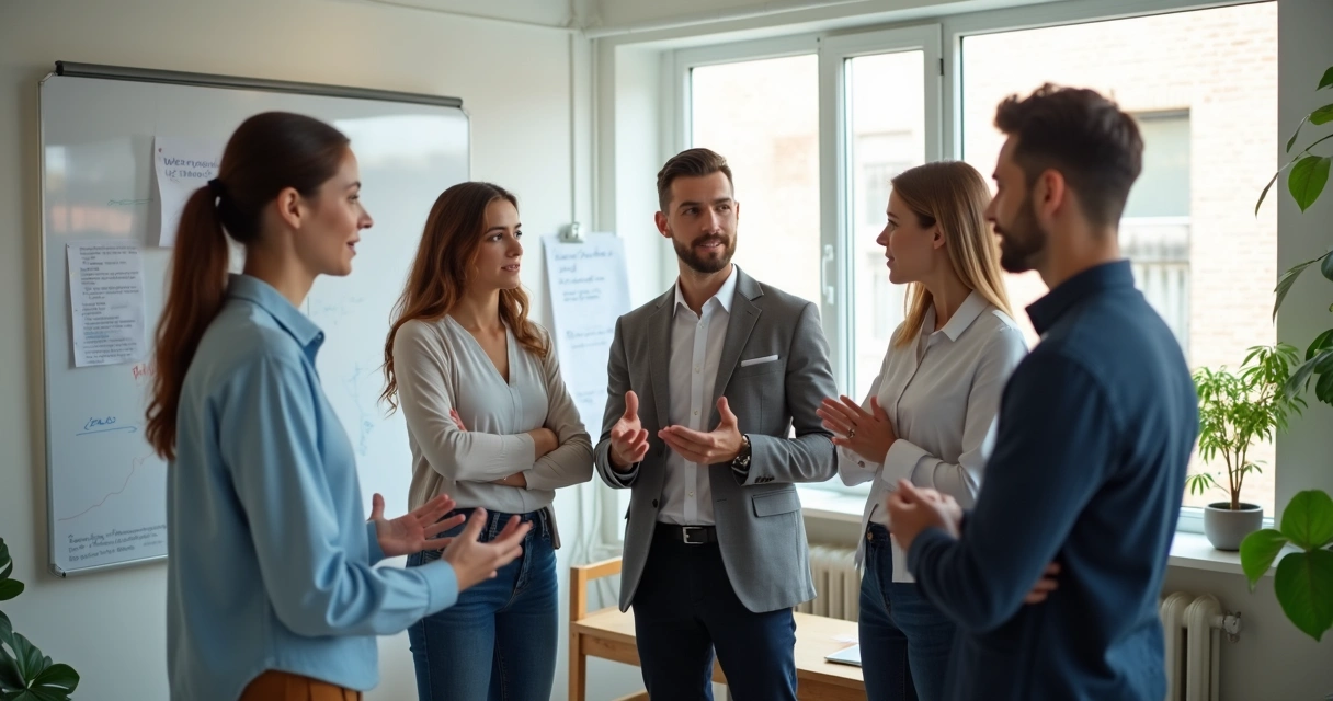 Leader and team in a calm feedback circle