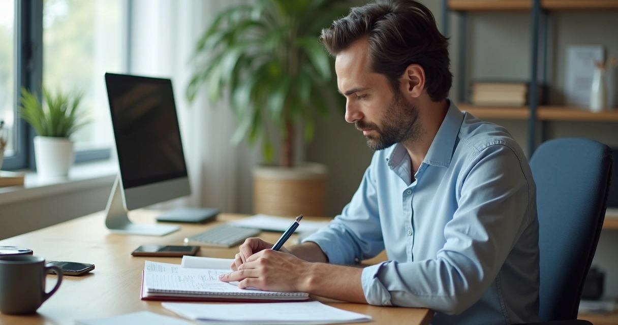 Leader reviewing one task at a clean desk with muted notifications