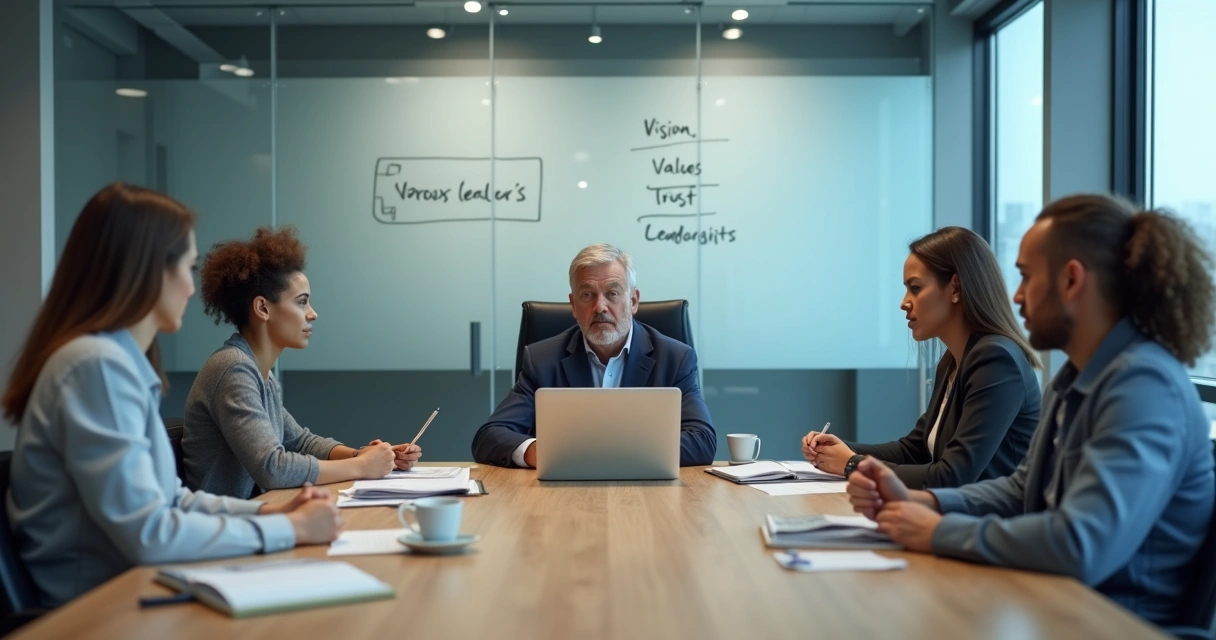 Manager separated from team in tense office meeting 