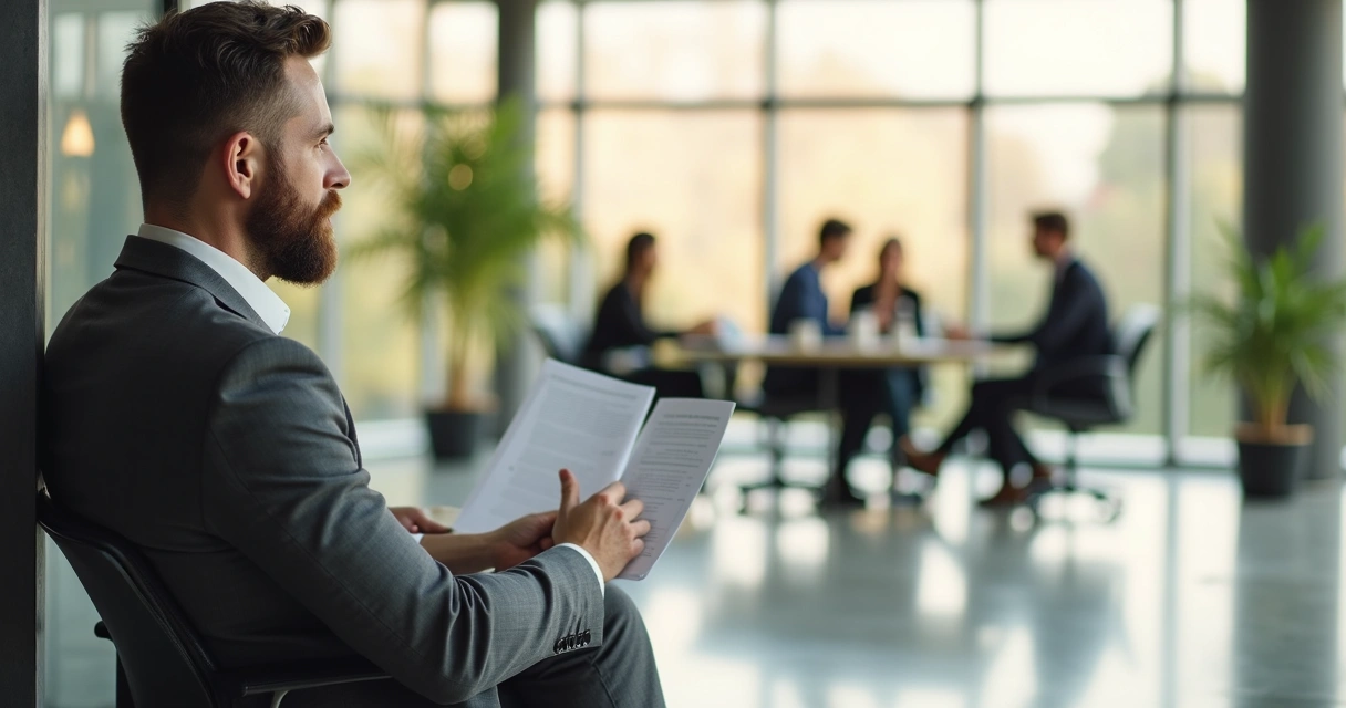 Leader reflecting after a meeting in modern office 