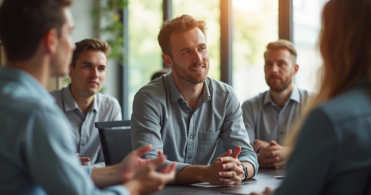 Leader listening attentively to a team member