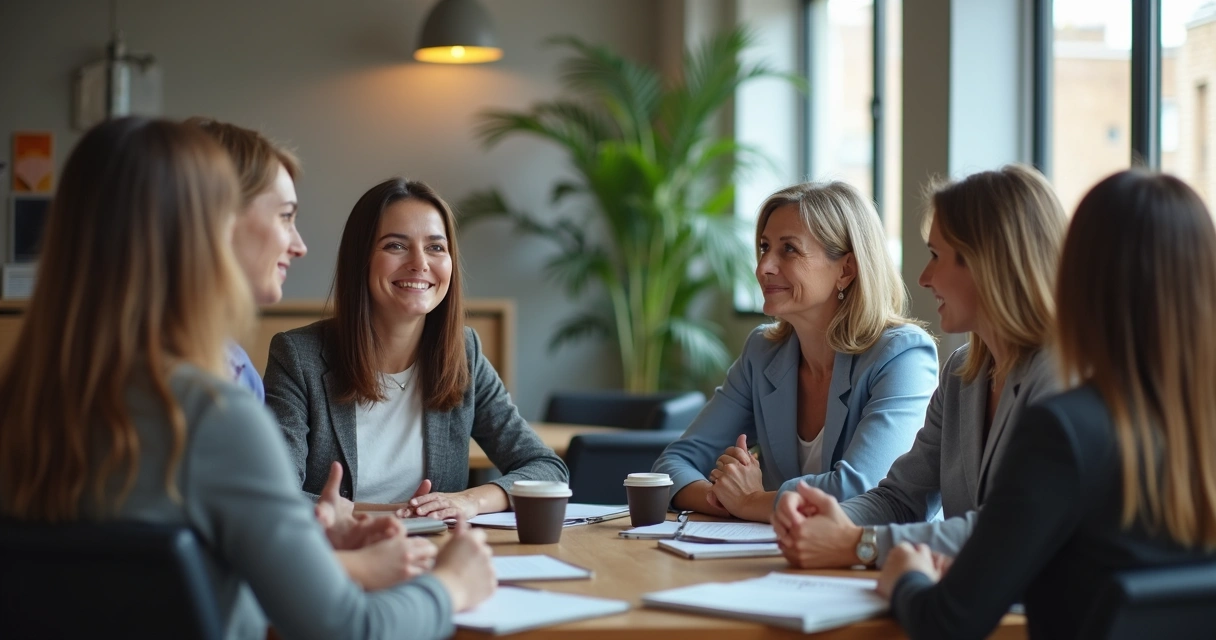 Leader listening quietly while team members sit in a circle