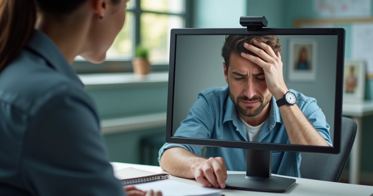 Leader in a private video check-in noticing stress signs