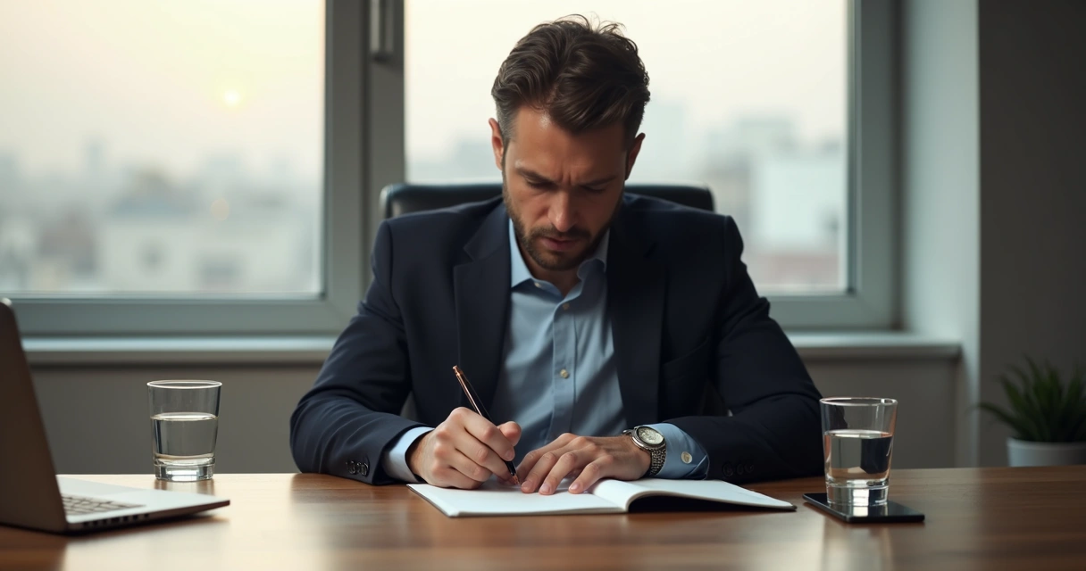 Leader writing notes during a quiet reflective pause