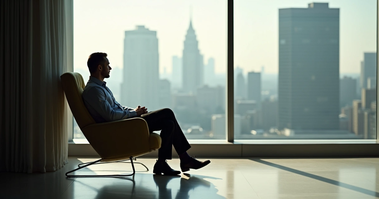Leader reflecting alone in a quiet space by a window