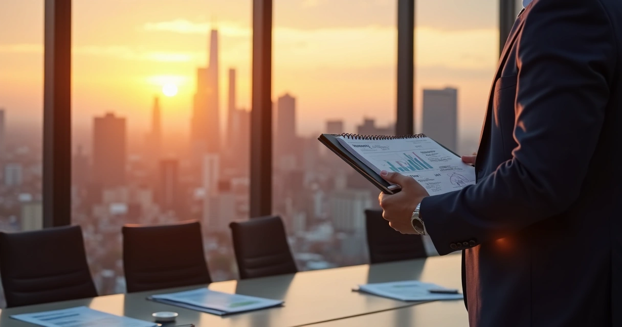 Leader reflecting by office window before a team decision