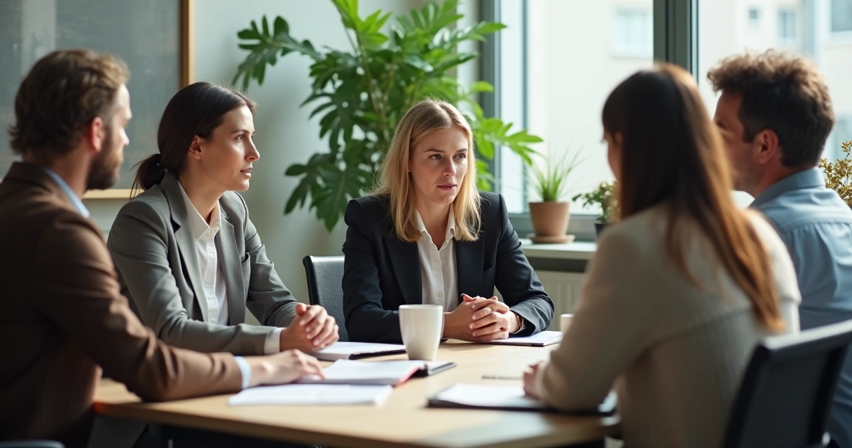 Leader listening to team during an open workplace check-in